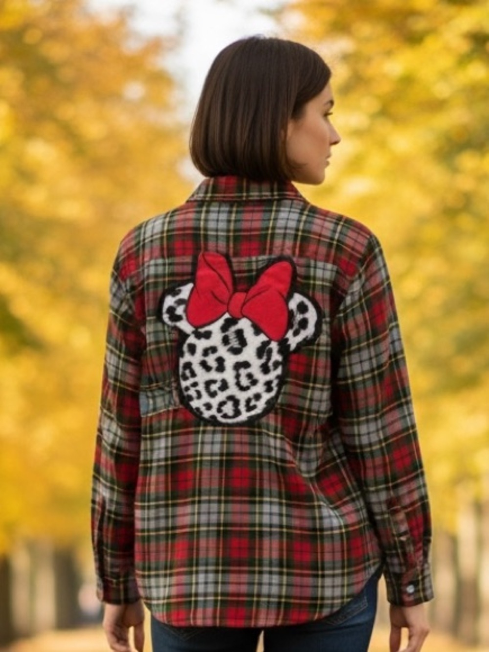 Handcrafted Old Navy Plaid Flannel Shirt unisex Custom Minnie-Inspired Size XL